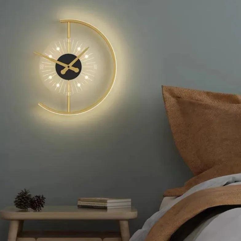 Modern LED Wall Light Clock - Stylish Indoor Decorative Timepiece for Living Room, Bedroom & Office Decor