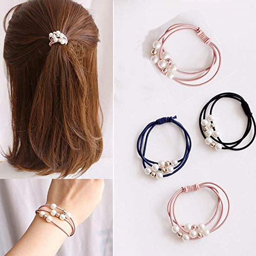 5 Pack Pearl Hair Ropes Scrunchies - 5 Color Pearl Hair Ties for Women & Girls, Elegant Hair Accessories for Weddings, Parties & Daily Styling