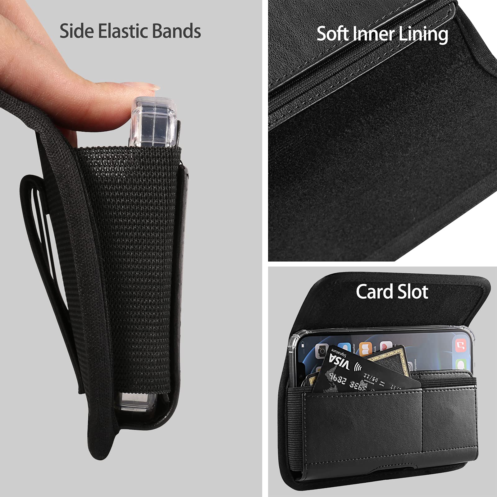 Durable Nylon Cell Phone Holster with Belt Clip - Compatible with iPhone 16 Pro Max, Galaxy S24+, OnePlus Open & More - Perfect for Outdoor Activities, Work & Travel
