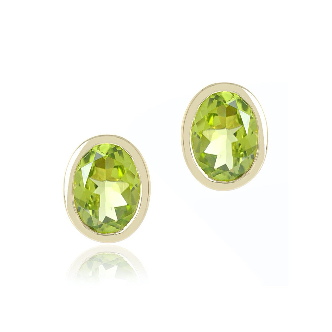 Joan Stud Earrings in Peridot - Elegant Green Gemstone Earrings for Women | Perfect for Everyday Wear, Parties & Gifts