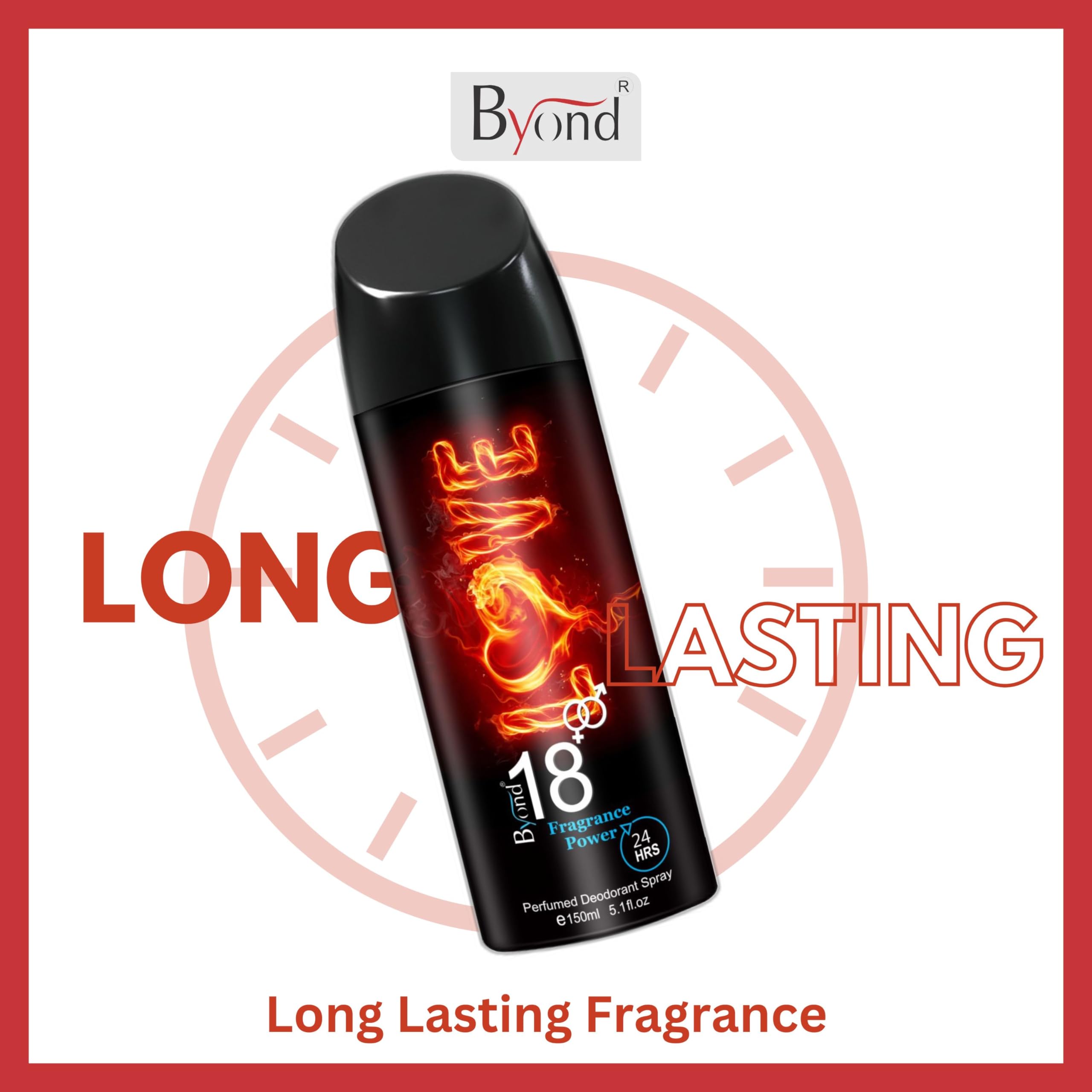 Byond 18+ No Gas Deodorant for Men & Women - Long Lasting 24H Unisex Perfume, Alcohol-Free & Gentle Formula (Pack of 2, 150ml) - Perfect for Gym, Work & Daily Freshness