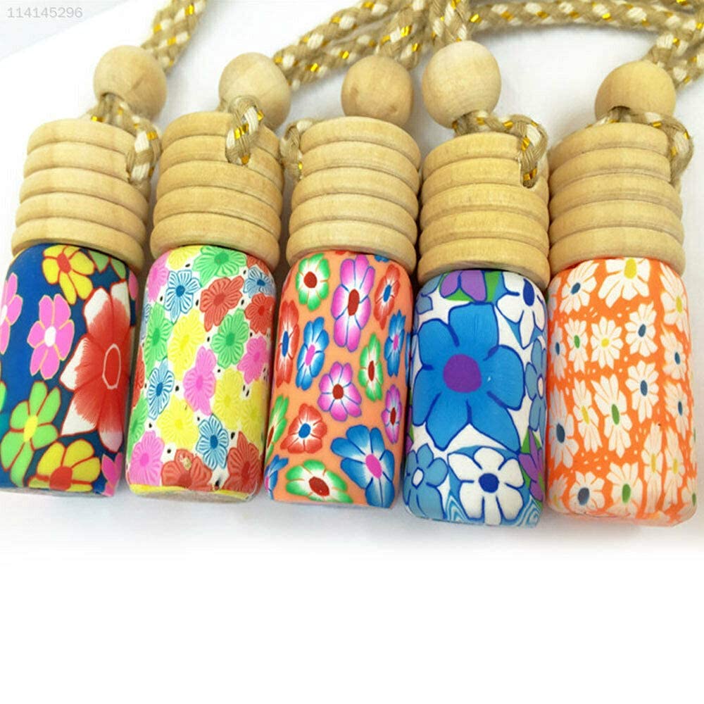 Ubersweet® 3044 Colorful Polymer Clay Perfume Bottles - Car Air Freshener, Home Decor, Gift for Women & Girls | Floral Design, Multi-Color Scented Bottles for Aromatherapy & DIY Crafts