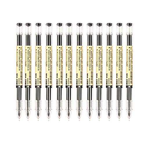 Japanese Style 0.36mm Extra Fine Point Rollerball Pens - Quick-Drying Gel Ink Liquid Pen Set (12 Black Pens) for Office, School, Writing, Journaling & Sketching