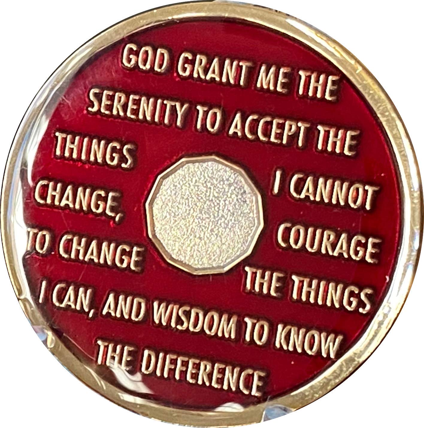 1 Month AA Medallion - Metallic Mandarin Red 30 Day Sobriety Chip for Alcoholics Anonymous Recovery - Perfect for AA Meetings, 12-Step Programs & Celebrating Milestones