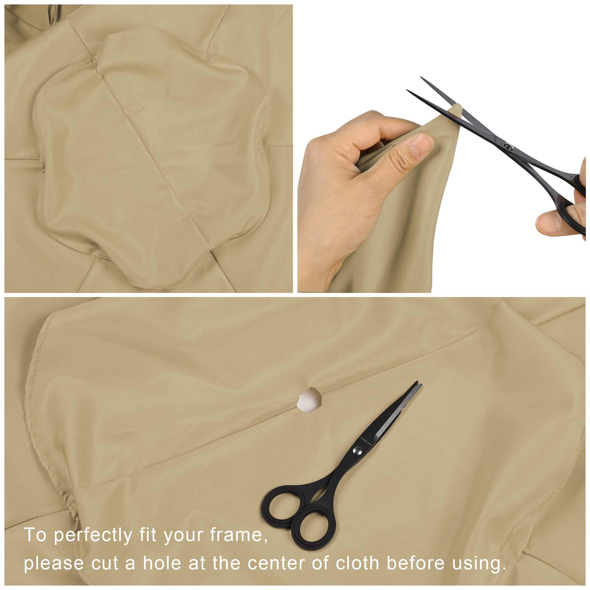 Replacement Canopy for 9ft Patio Umbrella - 6 Rib Outdoor Garden Umbrella Cover in Tan - Perfect for Backyard, Deck, Lawn & Market Stalls