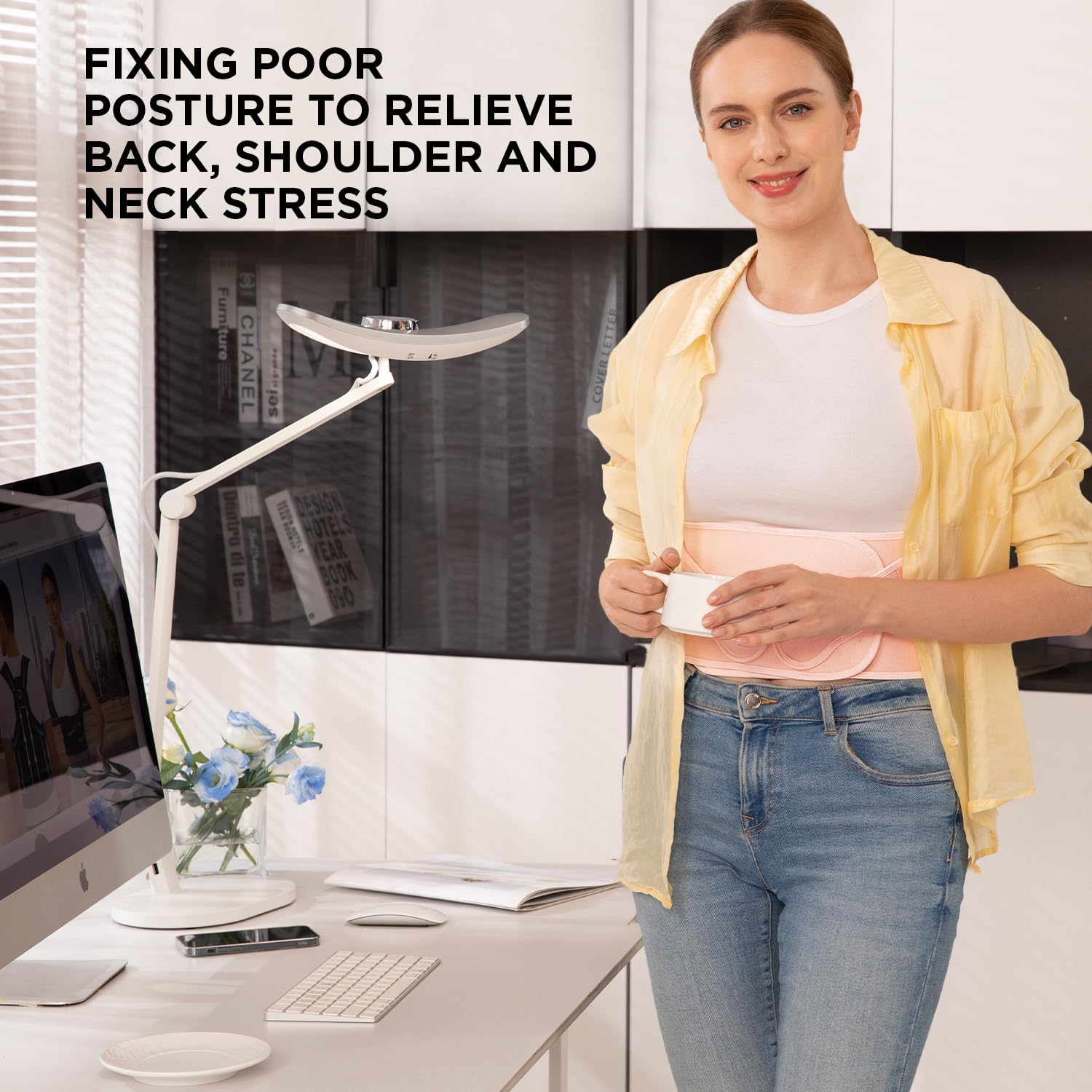 Women's Posture Corrector - Upper Back Pain Relief & Spine Alignment Support (Pink, Medium) | Perfect for Office Work, Driving & Daily Posture Improvement