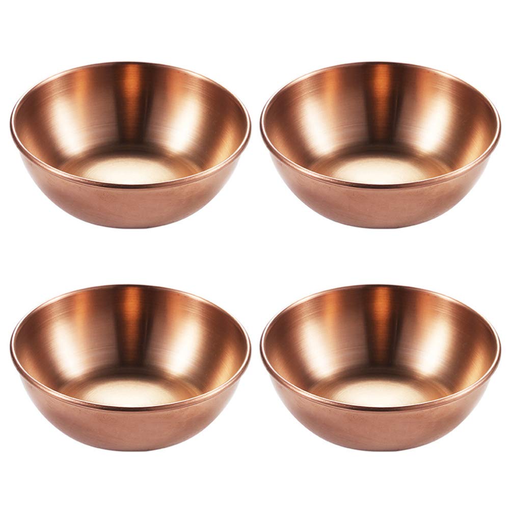 YARNOW 4-Piece Stainless Steel Sushi Dipping Bowls - Rose Gold Mini Sauce Dishes for Soy, Vinegar & Seasoning - Perfect for Sushi, Appetizers & Home Kitchen Use