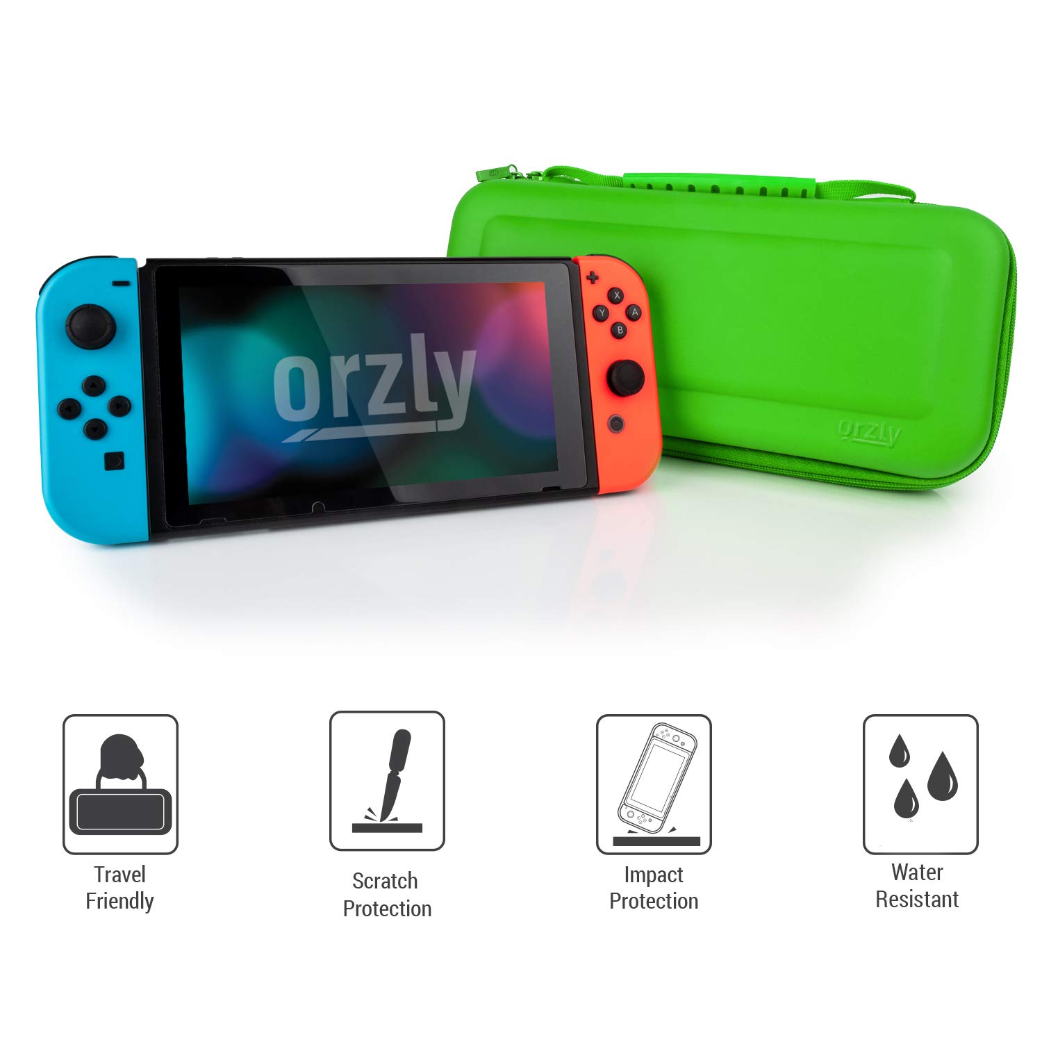 Orzly Protective Hard Travel Carry Case for Nintendo Switch & Switch OLED - Portable Shell Pouch with Storage Pockets for Games & Accessories | Perfect for Travel, Commuting & Home Storage