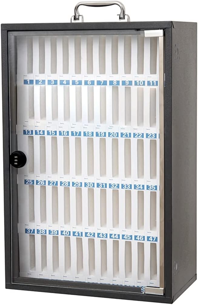 Stainless Steel Wall Mounted Phone Storage Box with Combination Lock - Secure Phone Cabinet with Handle & Soft Compartments - Ideal for Classroom, School, Office & Home Organization (48 Inch)