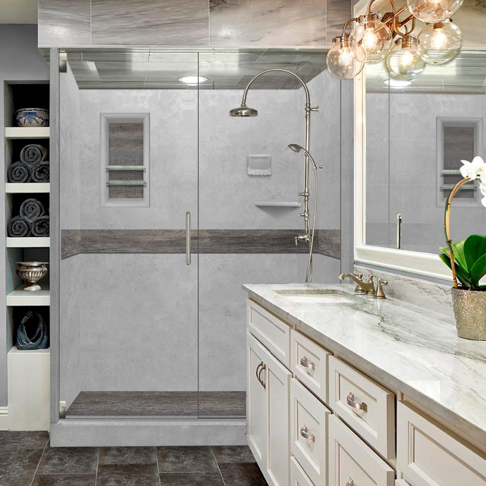 Custom Shower Kits - Alcove Pan, Walls, Thresholds & Optional Glass Enclosure | DIY Bathroom Remodeling Solution for Homeowners & Contractors | Perfect for Small Bathrooms & Space-Saving Designs