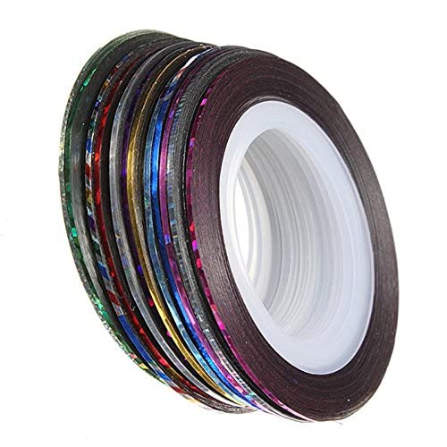 WorldCare® 12 Rolls Colorful Nail Art Striping Tape - DIY Nail Design Decoration Stickers for French Tips & Manicure - Perfect for Salon, Home Nail Art & Gift Giving