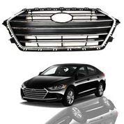 2017-2018 Hyundai Elantra Front Upper Bumper Grille - 1PC Silver Trim Black Replacement Part by AutoModed | Perfect for Car Customization & Performance Upgrades