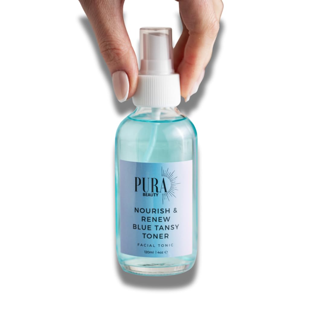Blue Tansy Pore Minimizing Toner for Combination Skin | Hydrating Face Toner with Hyaluronic Acid, Squalane & Collagen | 4oz (120ml) for Dry, Dull Skin | Perfect for Daily Skincare Routine & Post-Cleansing Treatment
