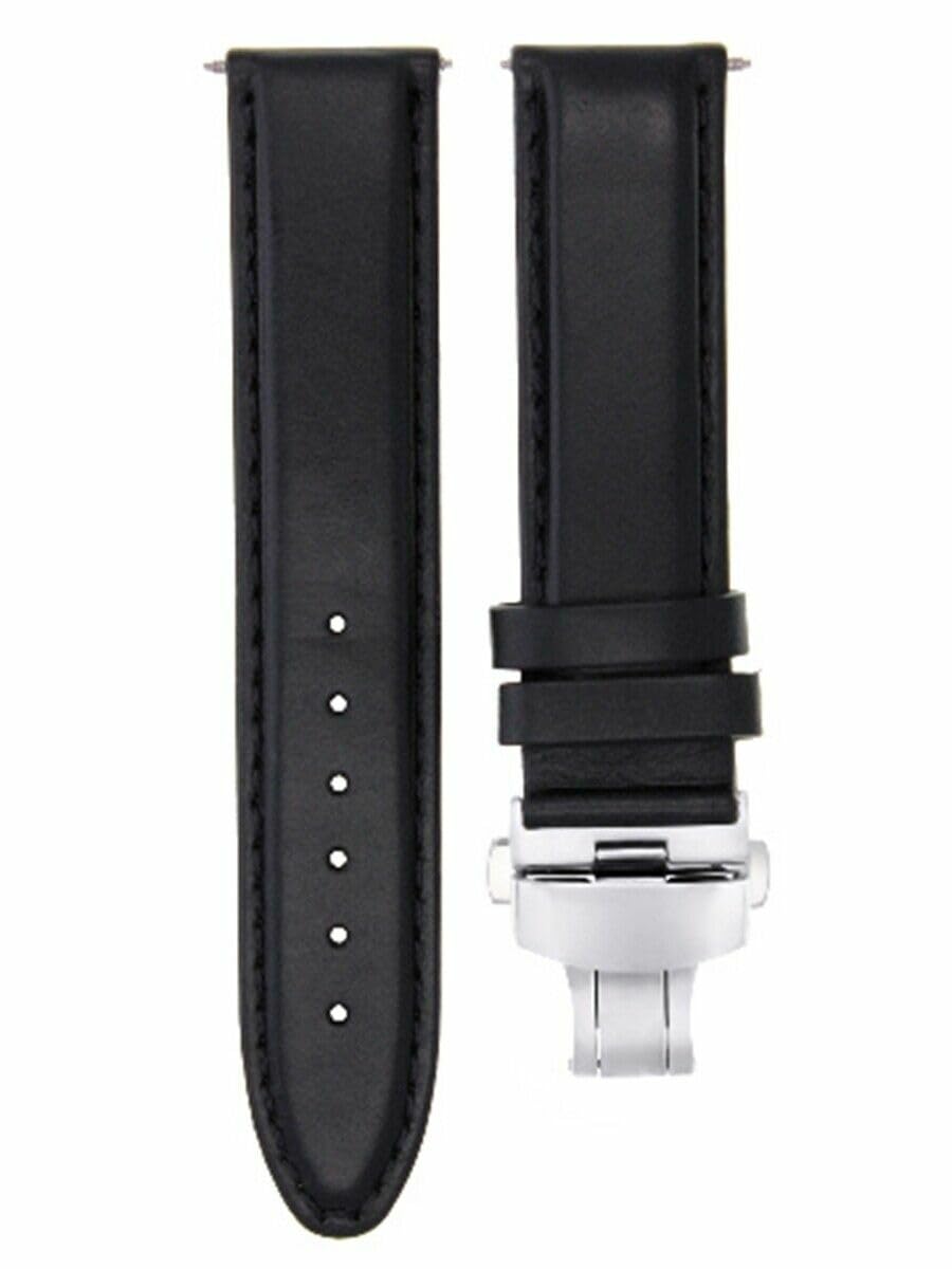 20mm Genuine Leather Watch Band Strap with Clasp - Compatible with Omega Speedmaster Moon 145.012 & 145.022 - Black Replacement Strap for Men's Luxury Watches - Perfect for Daily Wear, Business & Formal Occasions