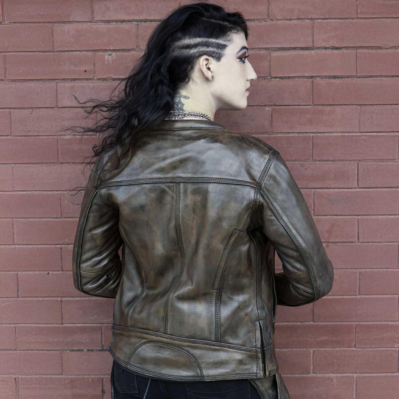 Milwaukee Leather MLL2550 Women's Scooter Distressed Brown Leather Vented Motorcycle Jacket - Breathable Riding Gear for Urban Commuting & Casual Outings
