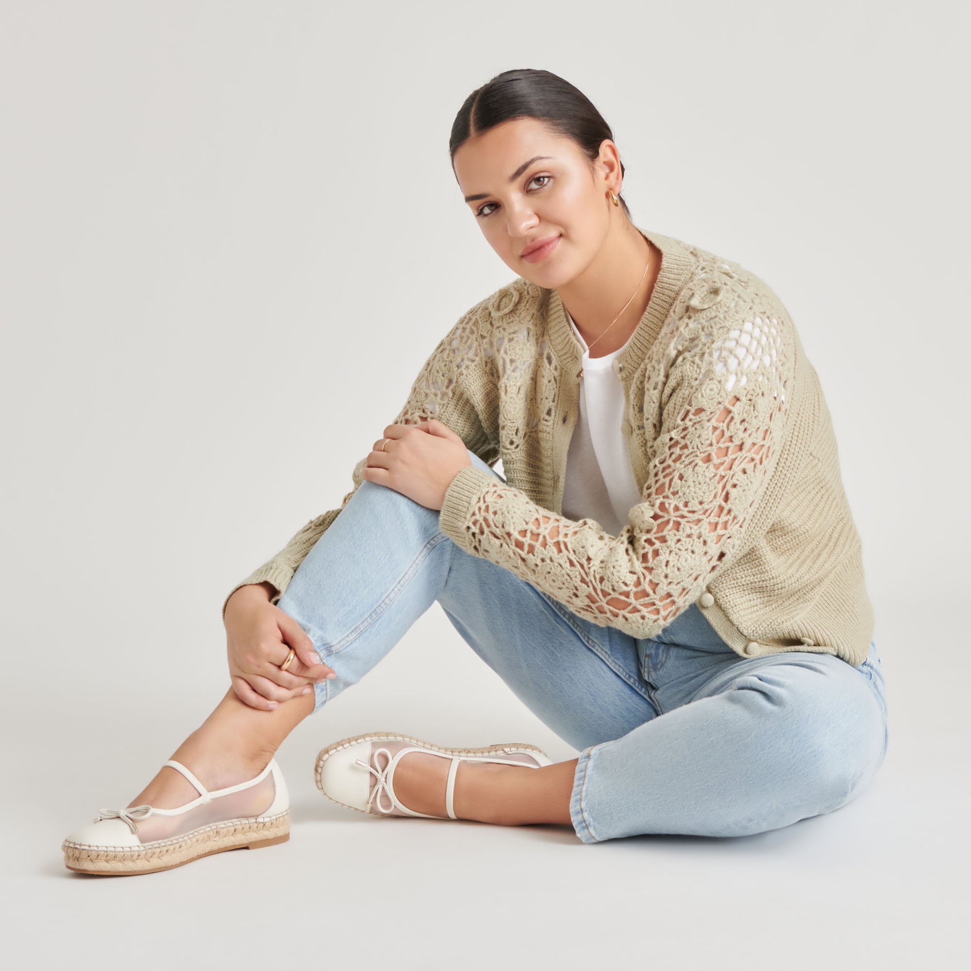 CAMBRE Ballet Flats for Women - White Mesh Comfortable Slip-On Shoes for Casual Wear, Work & Travel
