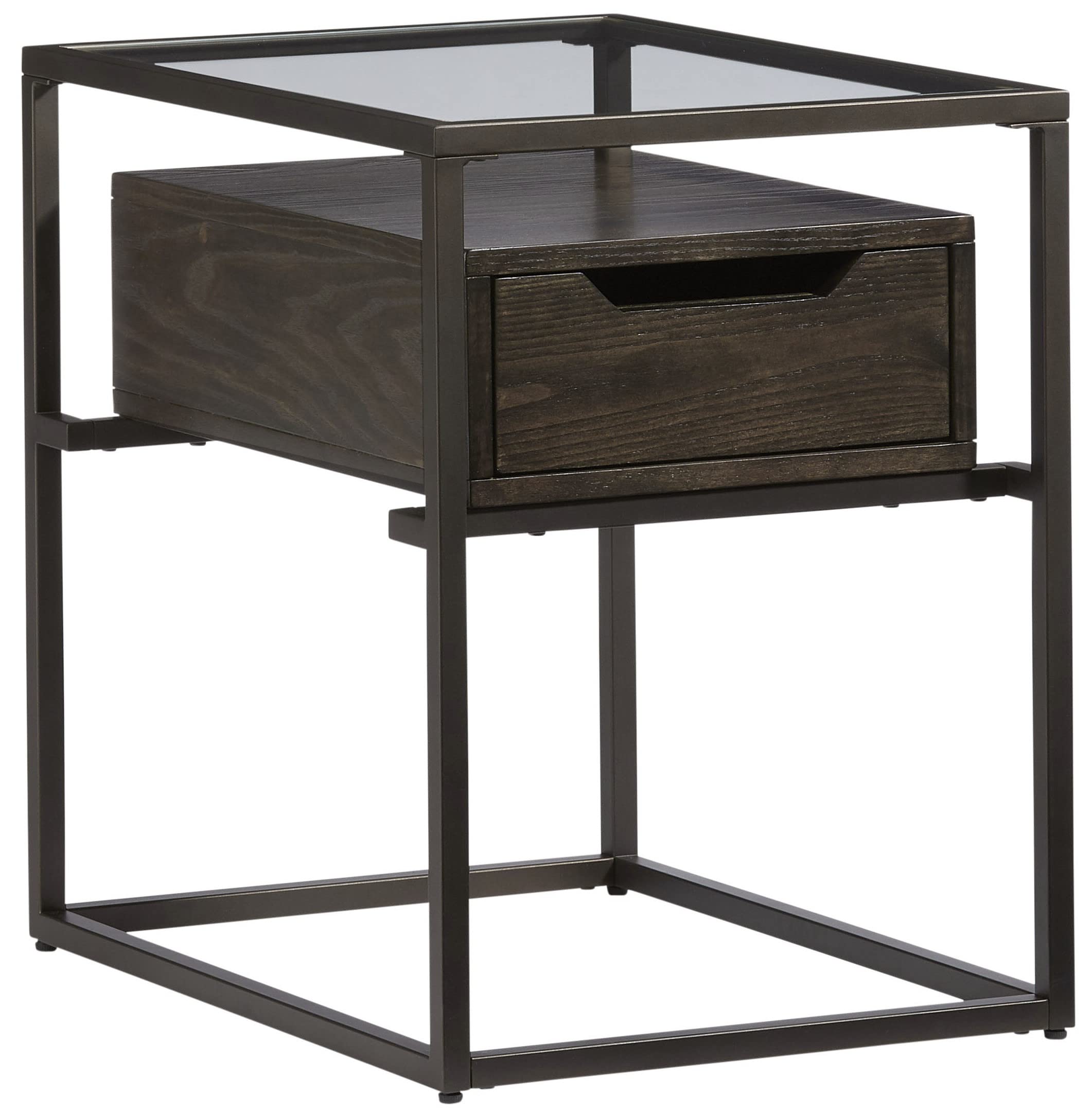 Progressive Furniture Presidio Chairside End Table - Modern Umber Finish - Stylish Living Room & Bedroom Accent Table for Small Spaces