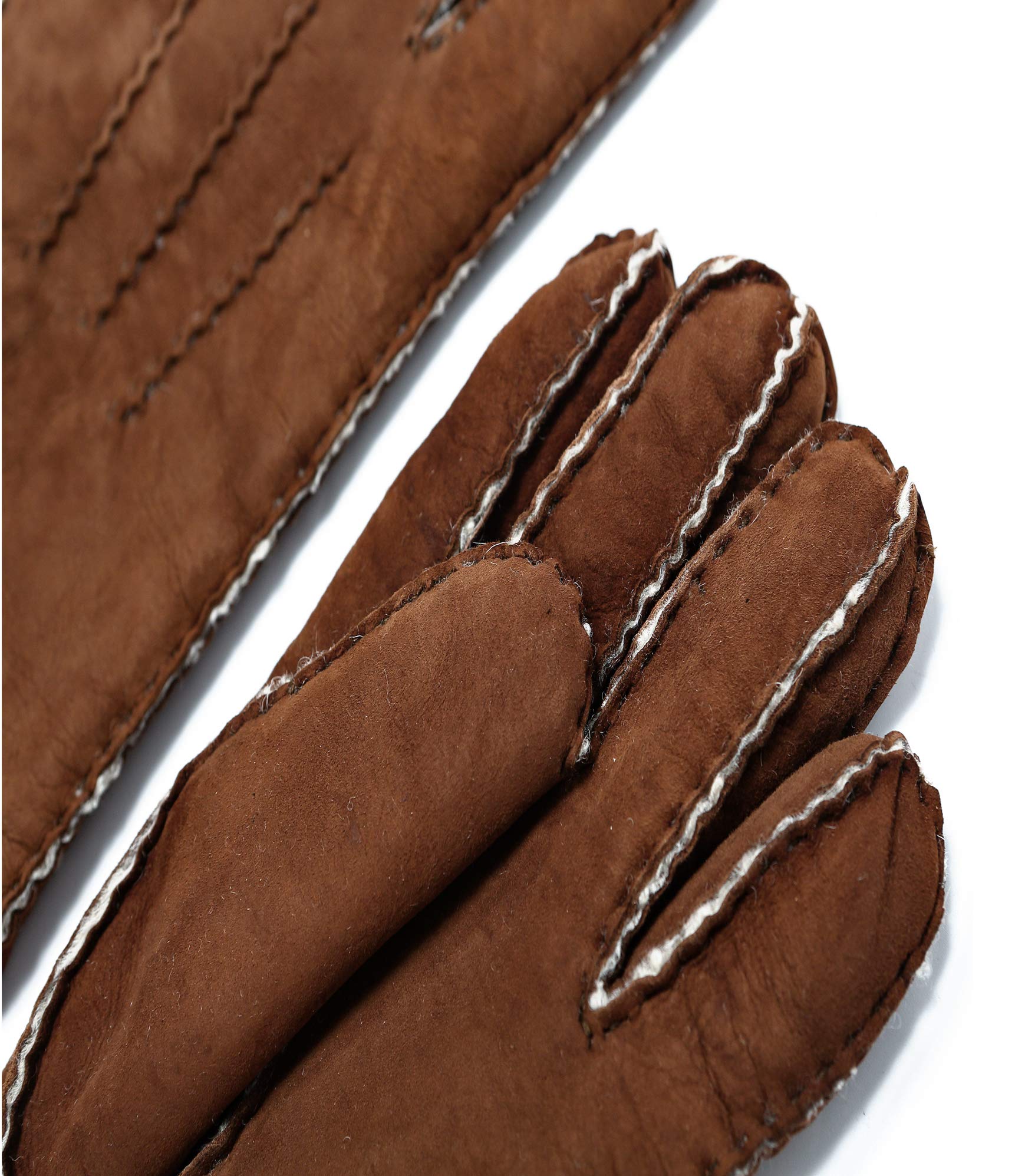 Premium YISEVEN Men's Curly Shearling Leather Gloves - Genuine New Zealand Lambskin for Winter Warmth & Style - Perfect for Driving, Skiing, and Outdoor Activities