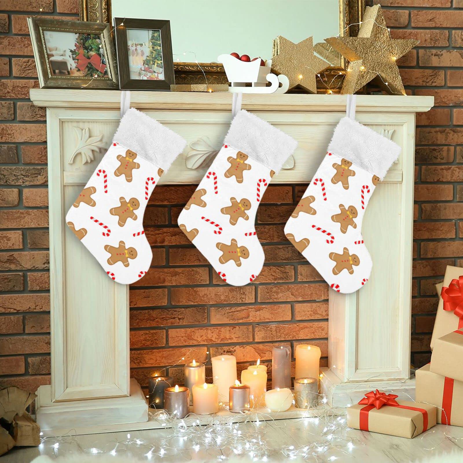 Kigai 1PCS Large Christmas Stockings - 18 Inch Gingerbread Man Xmas Stocking for Fireplace Decorations | Holiday Party Decor & Family Gift Hanging | Perfect for Christmas Tree, Mantel, and Festive Home Decor