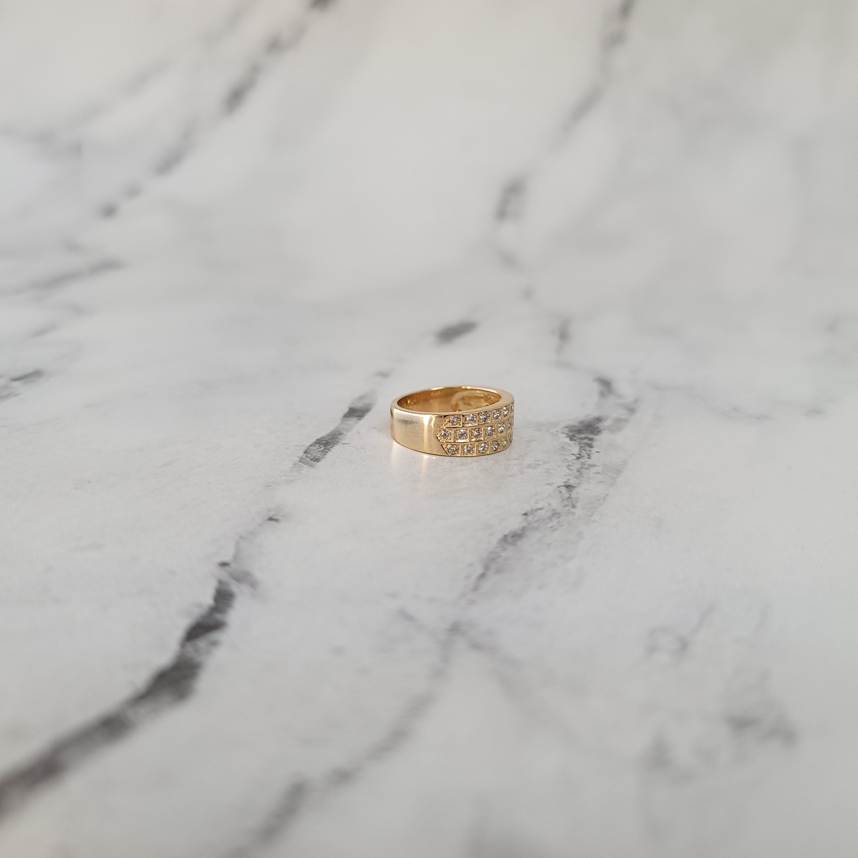 14K Yellow Gold Three Row Diamond Wedding Band - 0.50cttw Elegant Stackable Ring for Bridal, Anniversary & Special Occasions