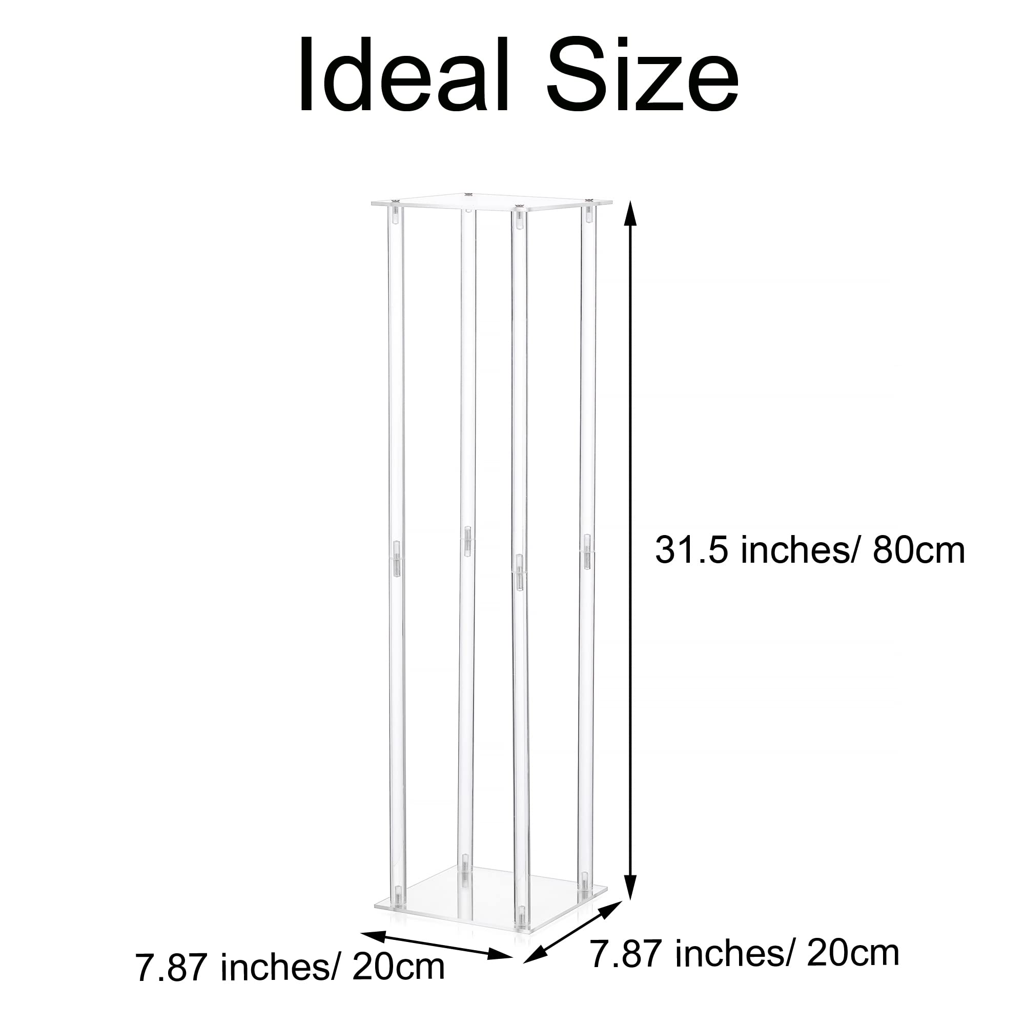 10 Pack Clear Acrylic Column Vases 31.5 Inch Tall - Geometric Wedding Centerpiece Flower Stands for Tables, Bulk Party Decorations - Perfect for Weddings, Birthdays, Home Decor & Event Centerpieces