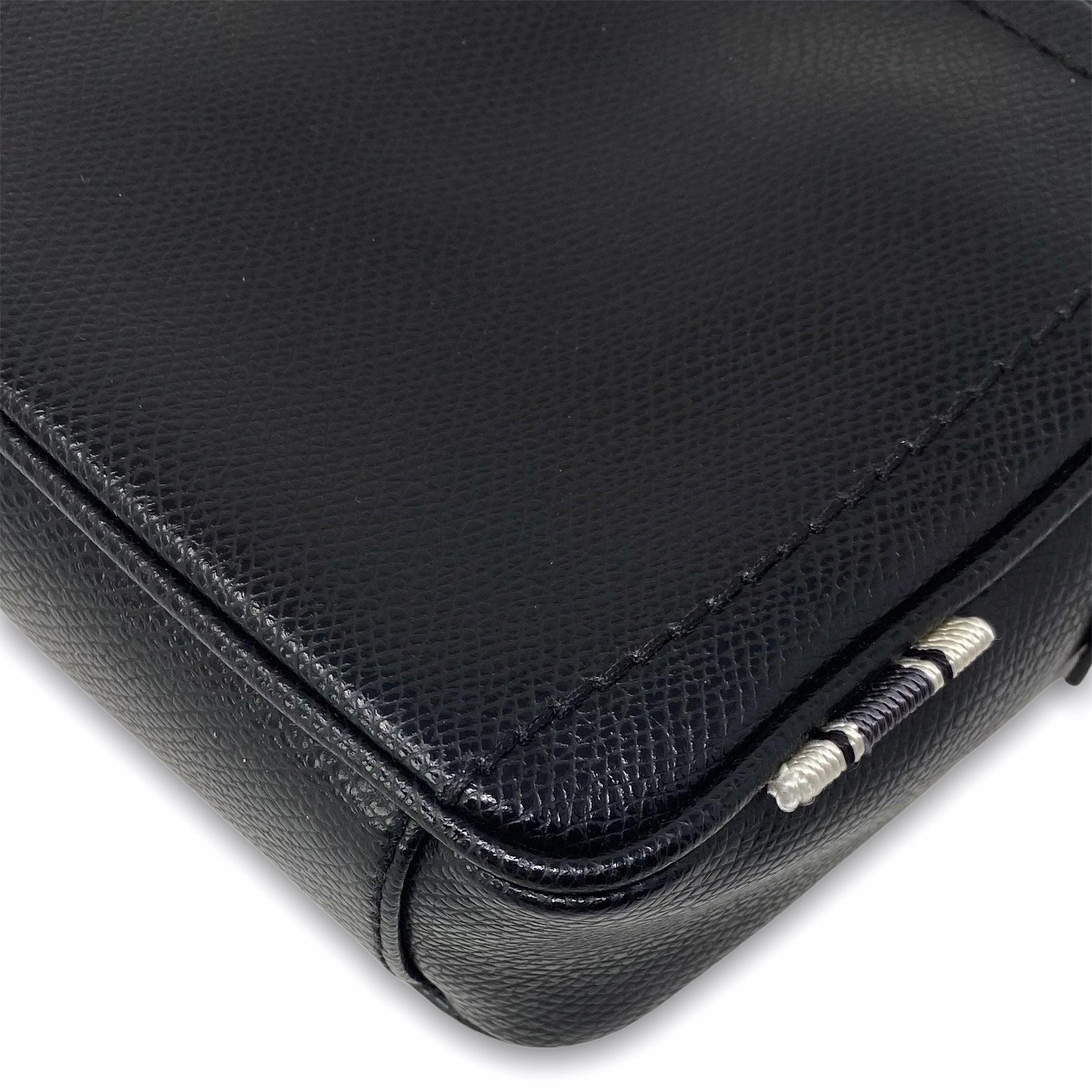 Ferragamo Black Leather Toiletry Pouch for Men & Women | Travel Cosmetic Bag | Luxury Organizer for Toiletries & Makeup | Perfect for Vacation, Gym & Business Trips
