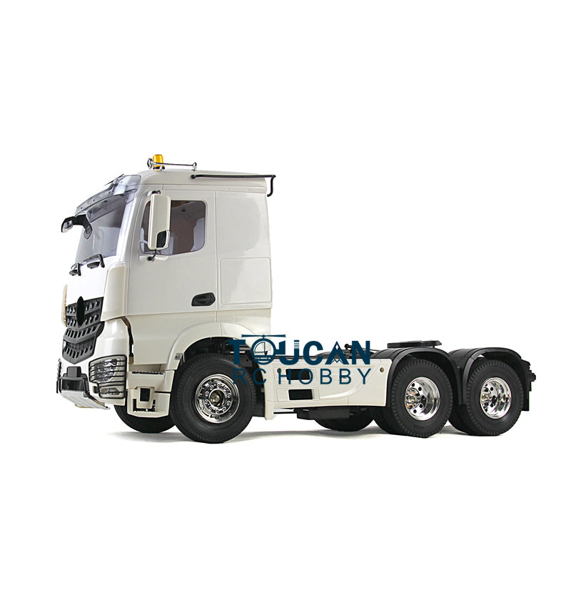 1/14 Scale 3 Axle Low Profile RC Tractor Truck with Trailer Kit - DIY Radio Controlled Construction Vehicle Model with 35T Electric Motor - Perfect for Hobbyists, Collectors & Off-Road RC Enthusiasts