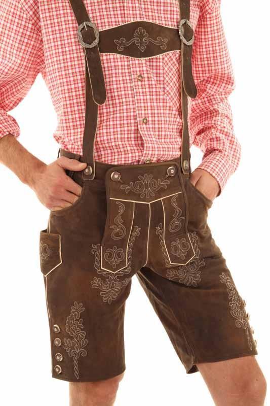 Alpen Schatz™ Authentic Men's Lederhosen - Traditional Bavarian Leather Pants for Oktoberfest, Costume Parties & German Cultural Events