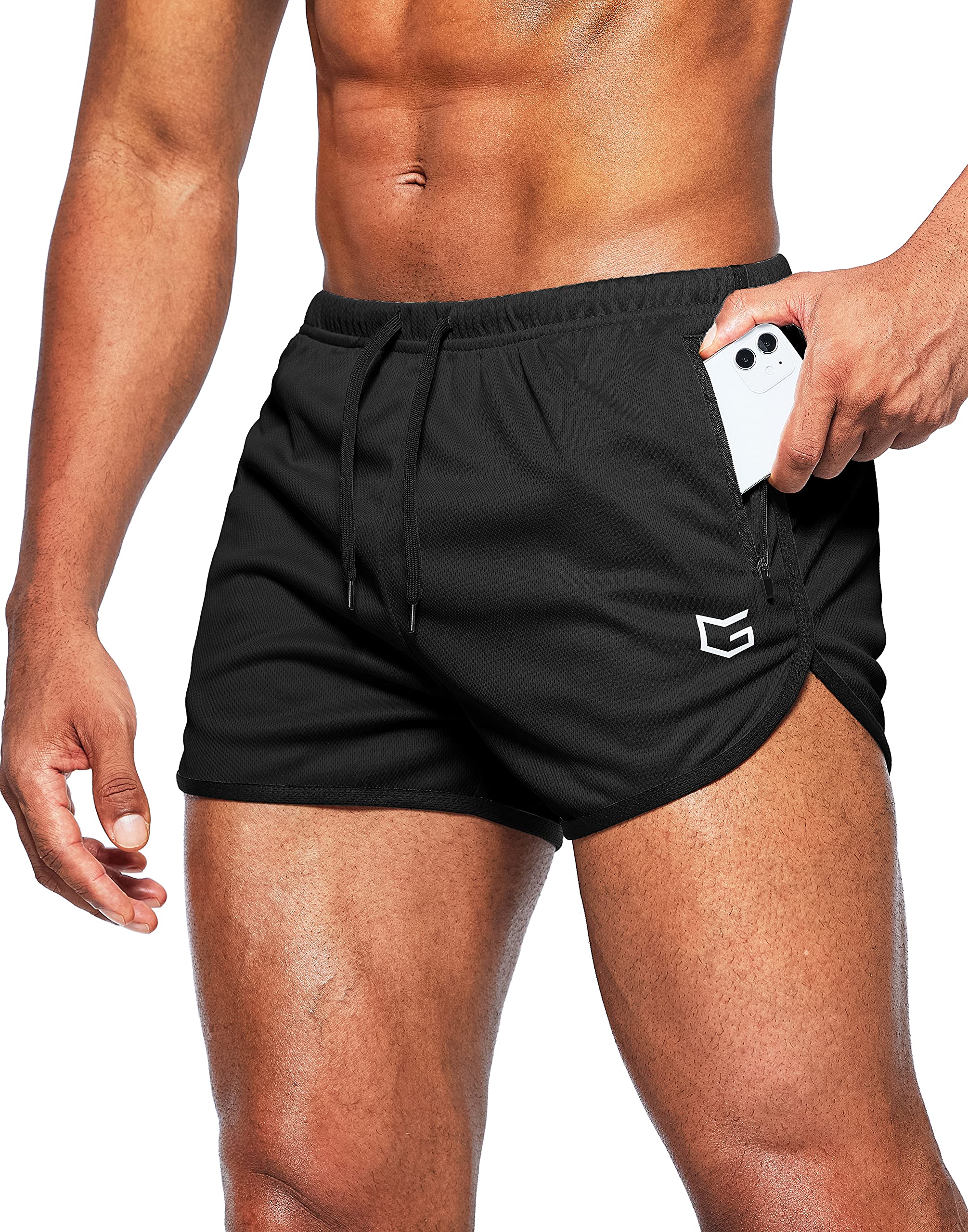 Men's 3 Inch Running Shorts - Quick Dry Gym Athletic Jogger Shorts with Zipper Pockets | Lightweight Workout & Jogging Shorts for Men | Perfect for Running, Gym Training & Outdoor Sports