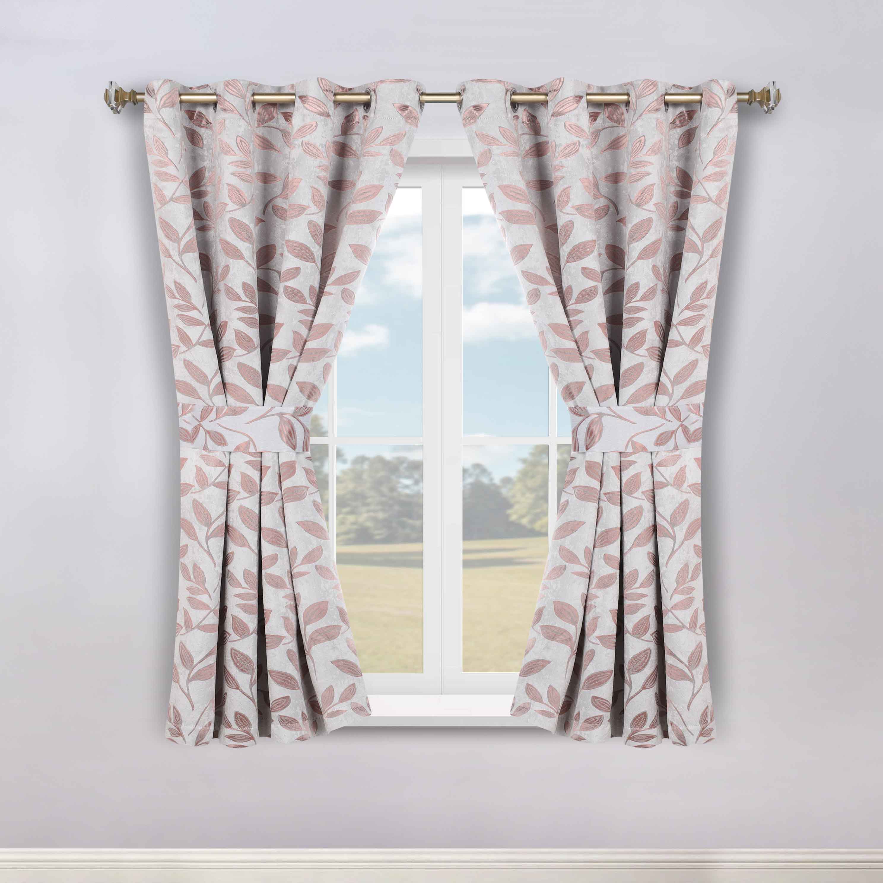 Blackout Curtains for Bedroom - Set of 2 Panels, 100% Room Darkening Thermal Insulated Drapes with Leaves Pattern - Perfect for Nursery, Home Theater & Light Sleepers
