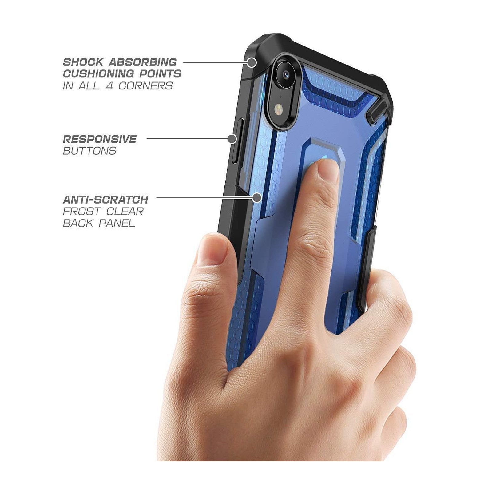 iPhone XR Unicorn Beetle Hybrid Bumper Case - Shockproof Protective Cover with Raised Edges for Screen & Camera Protection - Perfect for Outdoor, Travel & Daily Use (Blue)