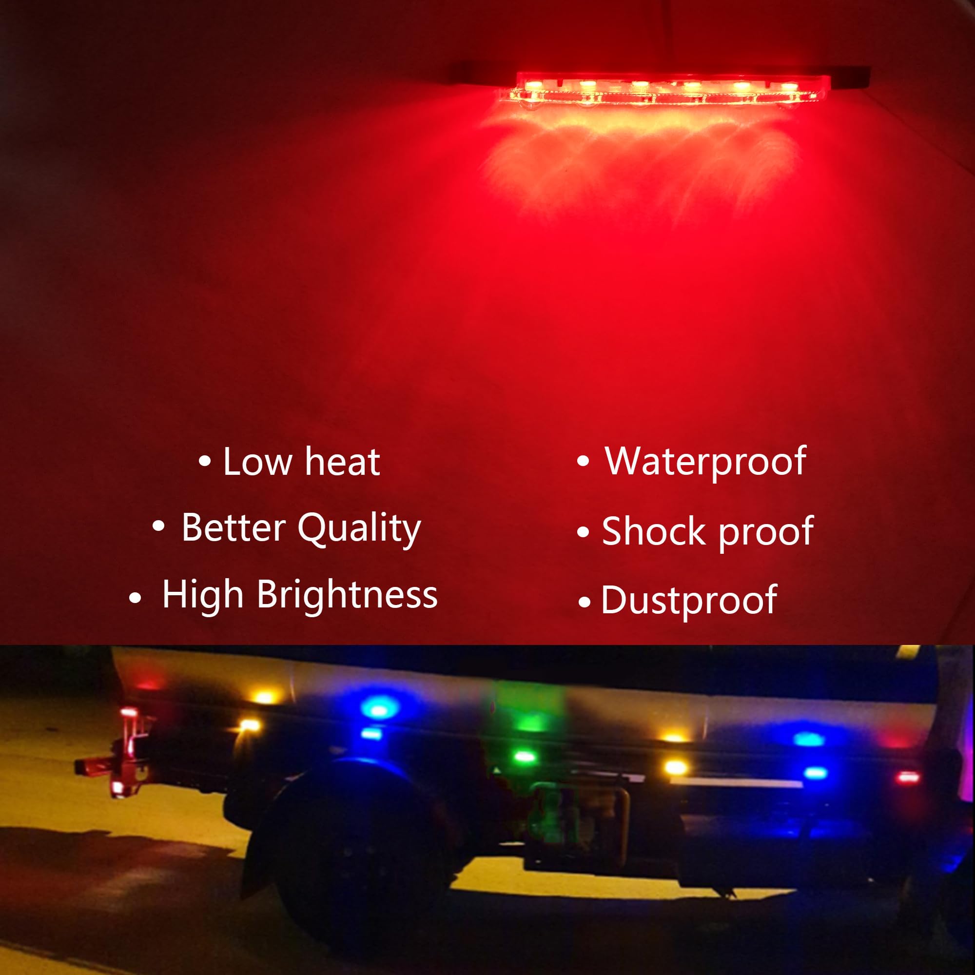10 Pcs Red LED Rock Strip Lights - Car Underglow Wheel Well Lighting Kit for Wrangler, Truck, Golf Cart, RV, SUV | Offroad, Night Driving & Custom Vehicle Decoration