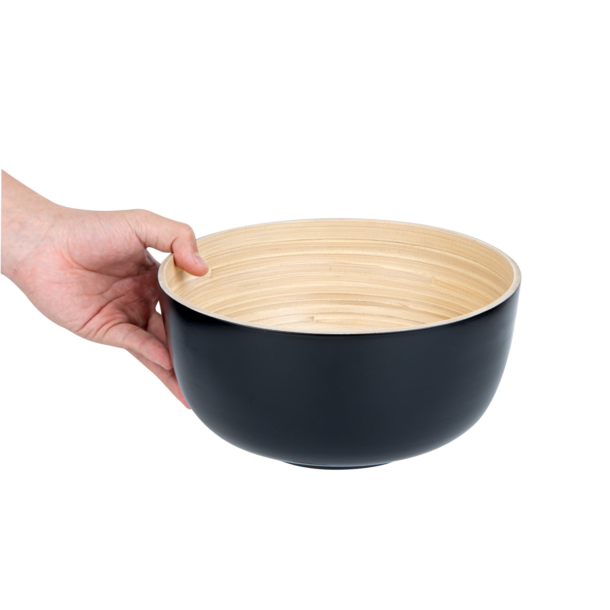 Bambuddha 25 oz Round Black Spun Bamboo Salad Bowl - 9.5