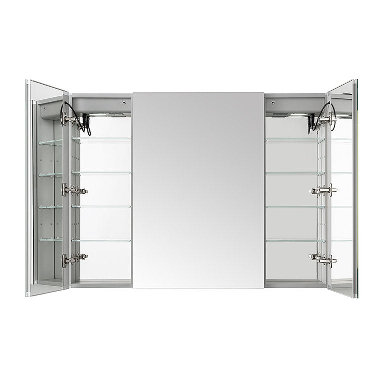 Aquadom Signature Royale 36x36 LED Lighted Triple Door Medicine Cabinet - Modern Bathroom Mirror with Storage for Makeup, Shaving & Essentials
