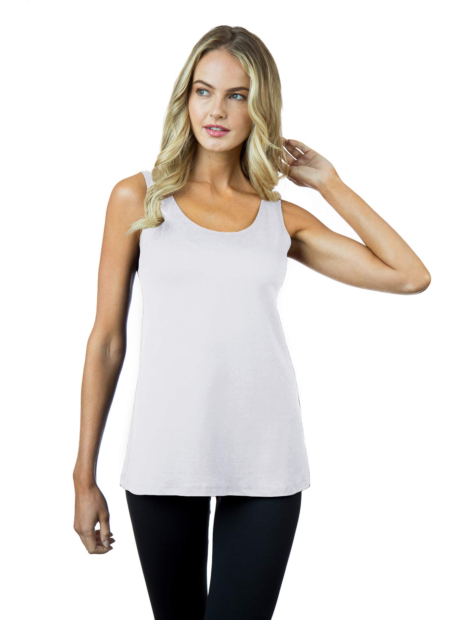 Women's Loose-Fit A-Line Tank Top - Miami Style Sleeveless Blouse, Size Large, White | Casual Summer Wear, Beach Outfit & Layering Essential