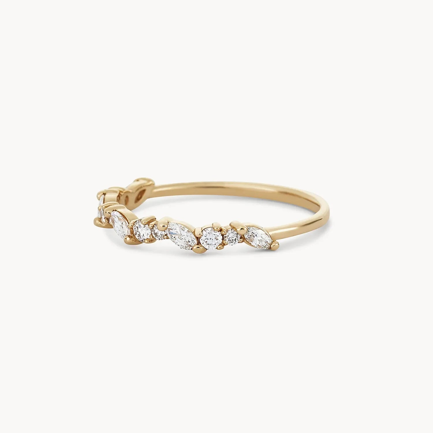 14K Yellow Gold Reverie Band with White Diamonds - Elegant Stackable Ring for Women, Perfect for Weddings, Anniversaries & Everyday Wear