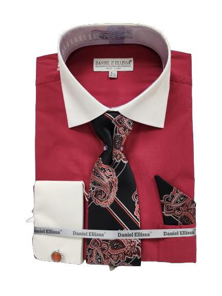 Daniel Ellissa Two-Tone Solid Shirts DS3829P2 - Stylish Magenta Casual & Office Wear for Men