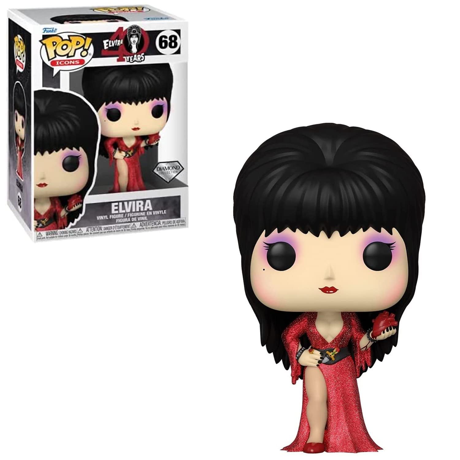 Funko Pop! Elvira Mistress of The Dark 40th Anniversary Vinyl Figure - Collectible with Pop Box Protector Case | Horror Movie Merchandise, Gift for Fans, Halloween Decor