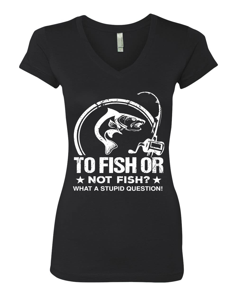 Women's Junior Fit V-Neck Fishing T-Shirt - Funny 'To Fish or Not to Fish' Design - Perfect for Anglers, Fishing Trips & Outdoor Adventures