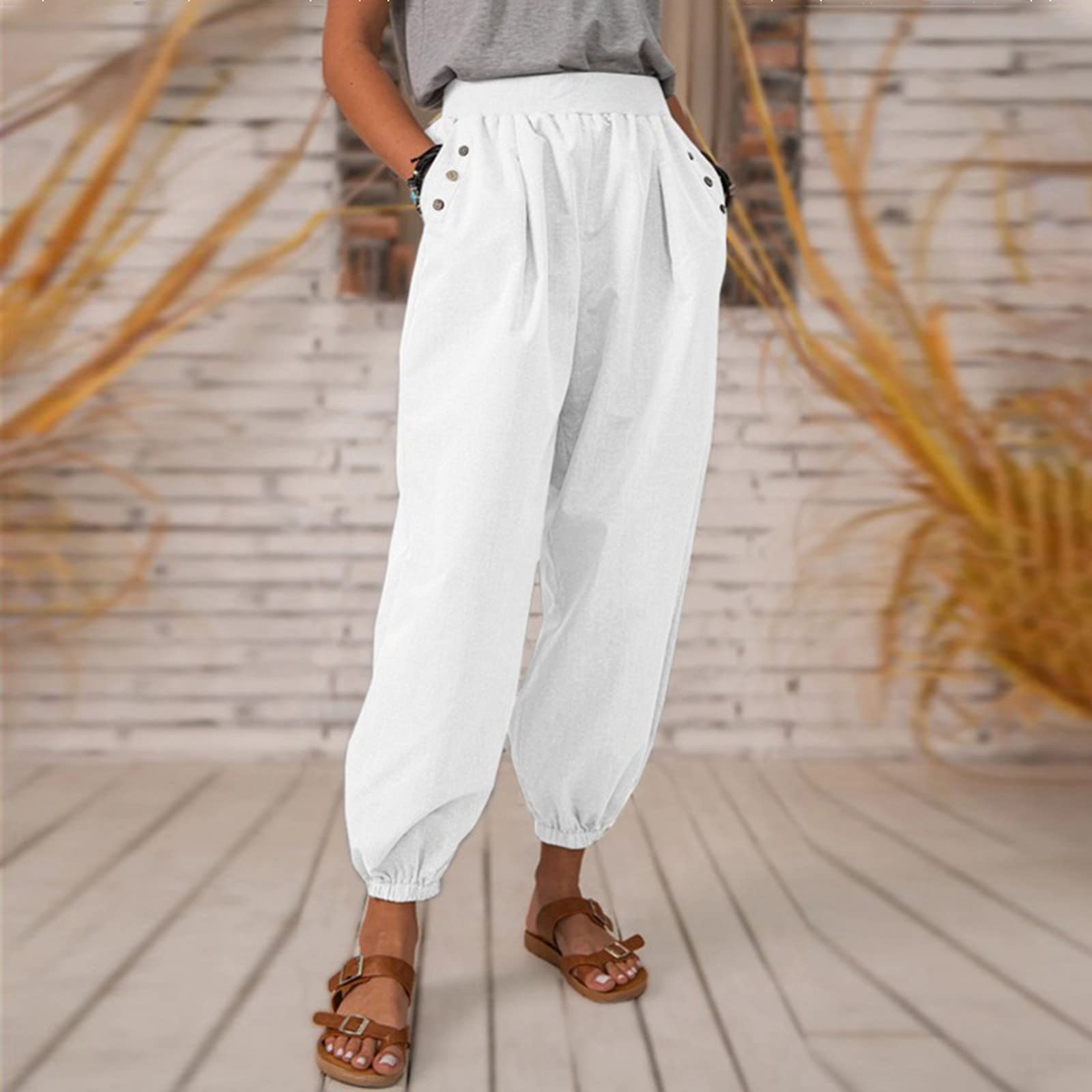 Maryia Women's Casual Capri Pants - Cropped Jogger with Elastic Waist, Loose Fit Comfy Trousers for Workout, Yoga, Running & Lounge Wear - Athletic Sports Sweatpants for Women