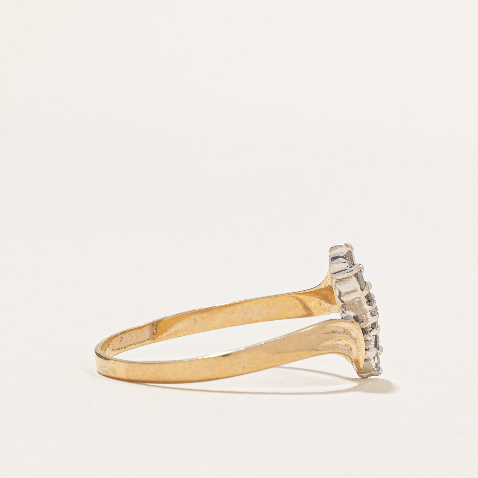 0.08ctw Diamond Wave Bypass Ring - Size 10.5 | Elegant Stackable Wedding Band, Anniversary Gift for Her | Perfect for Bridal Jewelry, Date Nights & Special Occasions