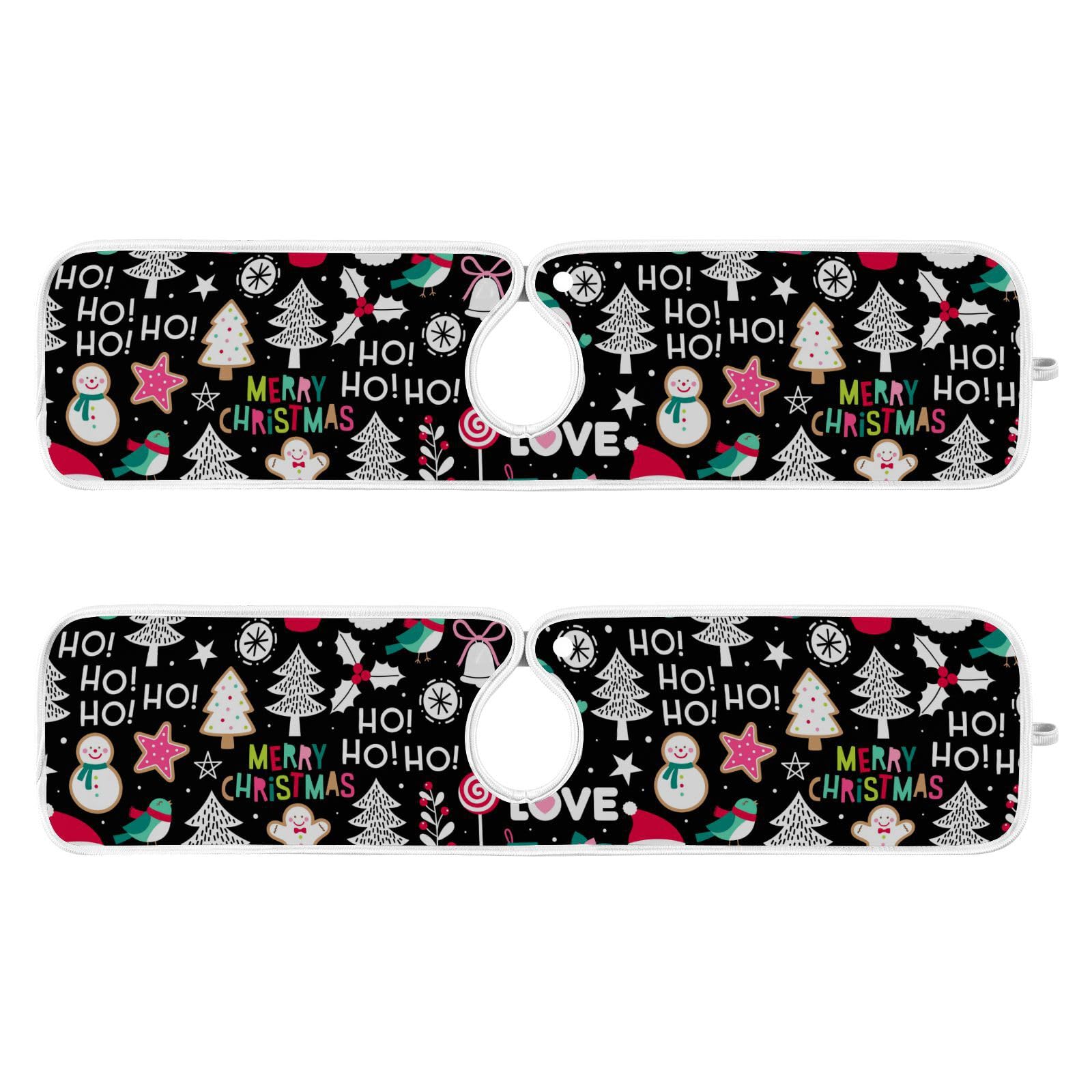 2 Pack Christmas Themed Sink Splash Guard - Santa Claus Kitchen Faucet Mat, Absorbent Drip Catcher & Drying Mat for Farmhouse, Bathroom, Bar - Perfect for Holiday Parties & Festive Kitchen Decor