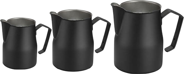 Premium MOTTA Milk Frothing Pitcher - 12oz Black Barista Espresso Steaming Jug for Latte Art & Coffee Making at Home or Cafe