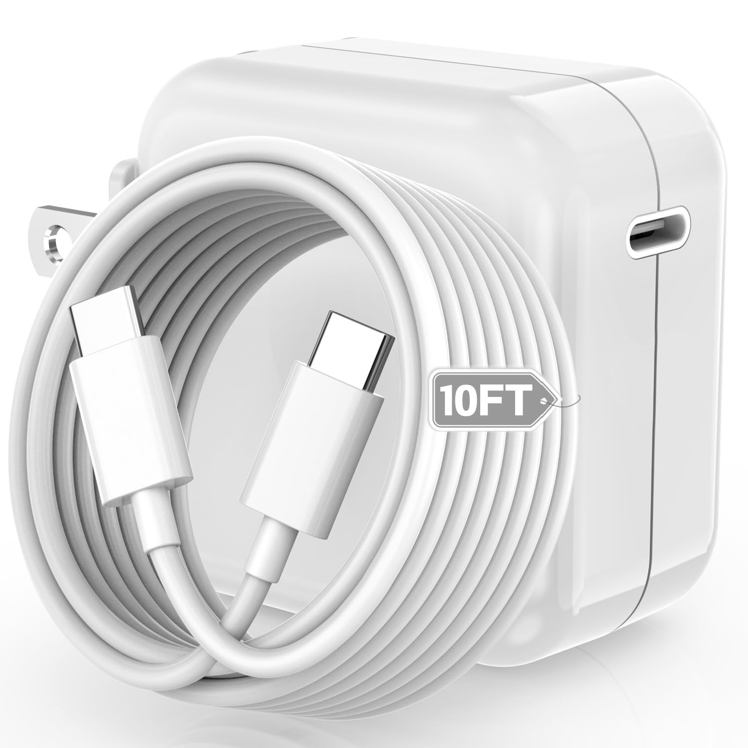 Original Title: Mac Book Pro Charger - USB C Charger Fast Charger Power Adapter for USB C Port MacBook Pro/MacBook Air 16 15 14 13 inch, New iPad Pro and All USB C Device, Included 10FT Long USB C to C Charger Cable  Optimized Title:   **USB C Fast Charger for MacBook Pro/Air 16/15/14/13 Inch & iPad Pro - 96W Power Adapter with 10FT USB C to C Cable - Compatible with All USB C Devices - Perfect for Home, Office & Travel**