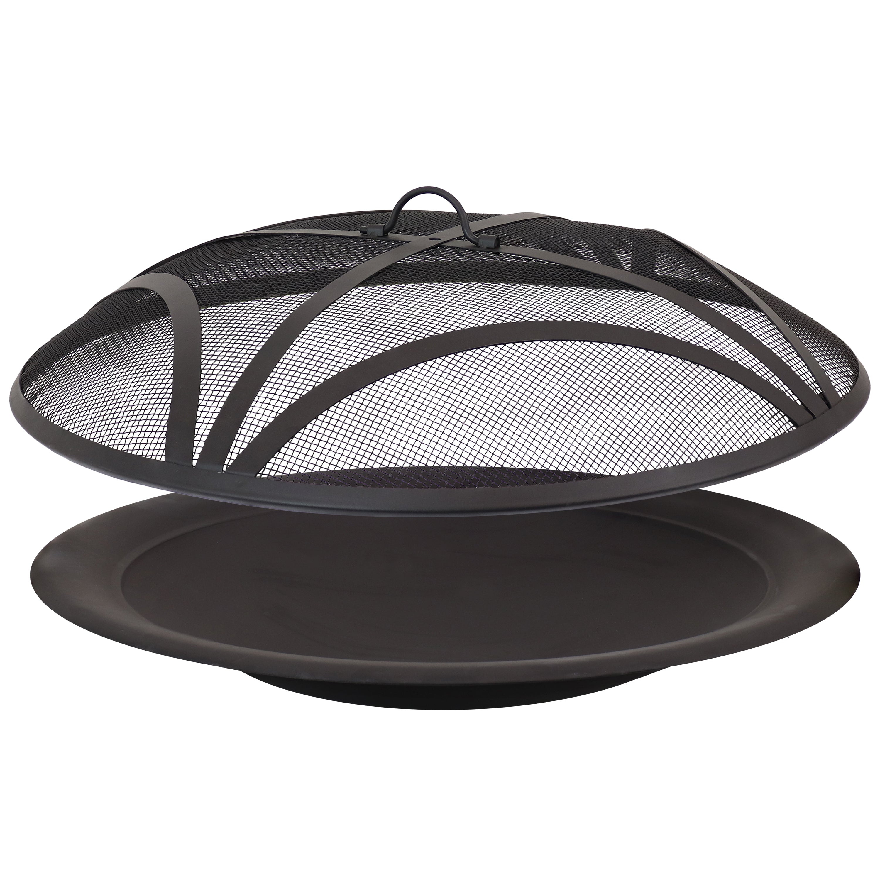 Sunnydaze 24-Inch Steel Fire Pit Bowl with Spark Screen - Durable Outdoor Fire Pit Replacement for Backyard, Patio, Camping & Bonfire Nights