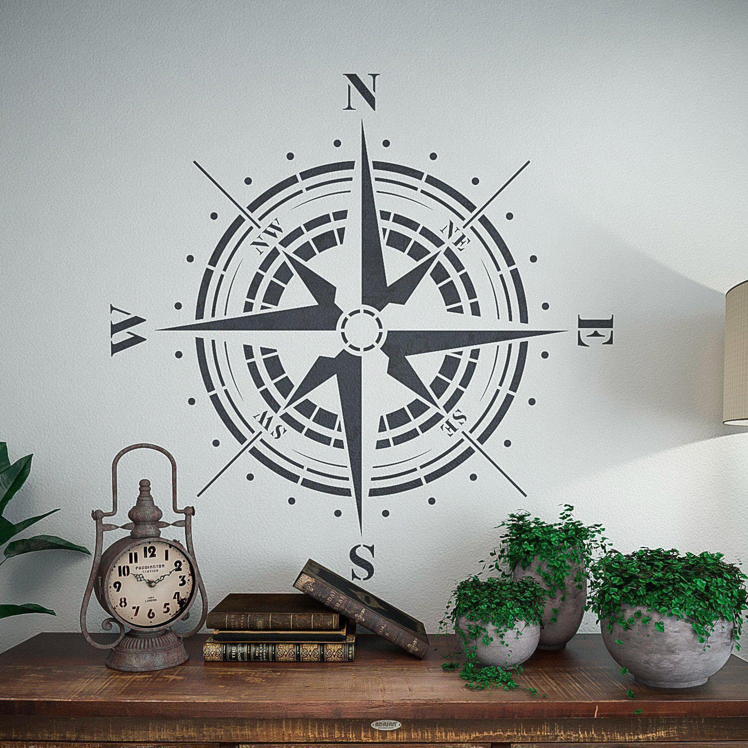 Compass Rose Stencil for Painting - Reusable Travel Stencil Kit - Perfect for DIY Maps, Journals & Nautical Decor