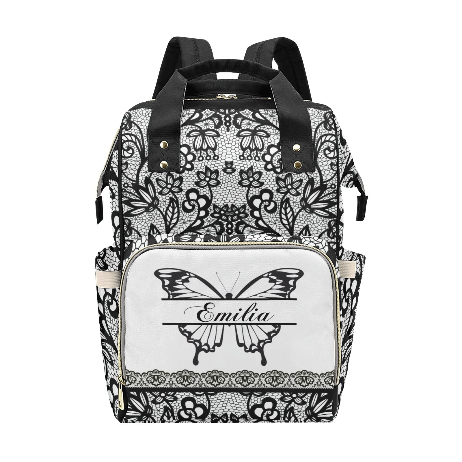 **Personalized Diaper Bag Backpack Tote - Custom Butterfly Black Diaper Bag for Baby Shower Gift | Perfect for Moms, Travel & Everyday Use**