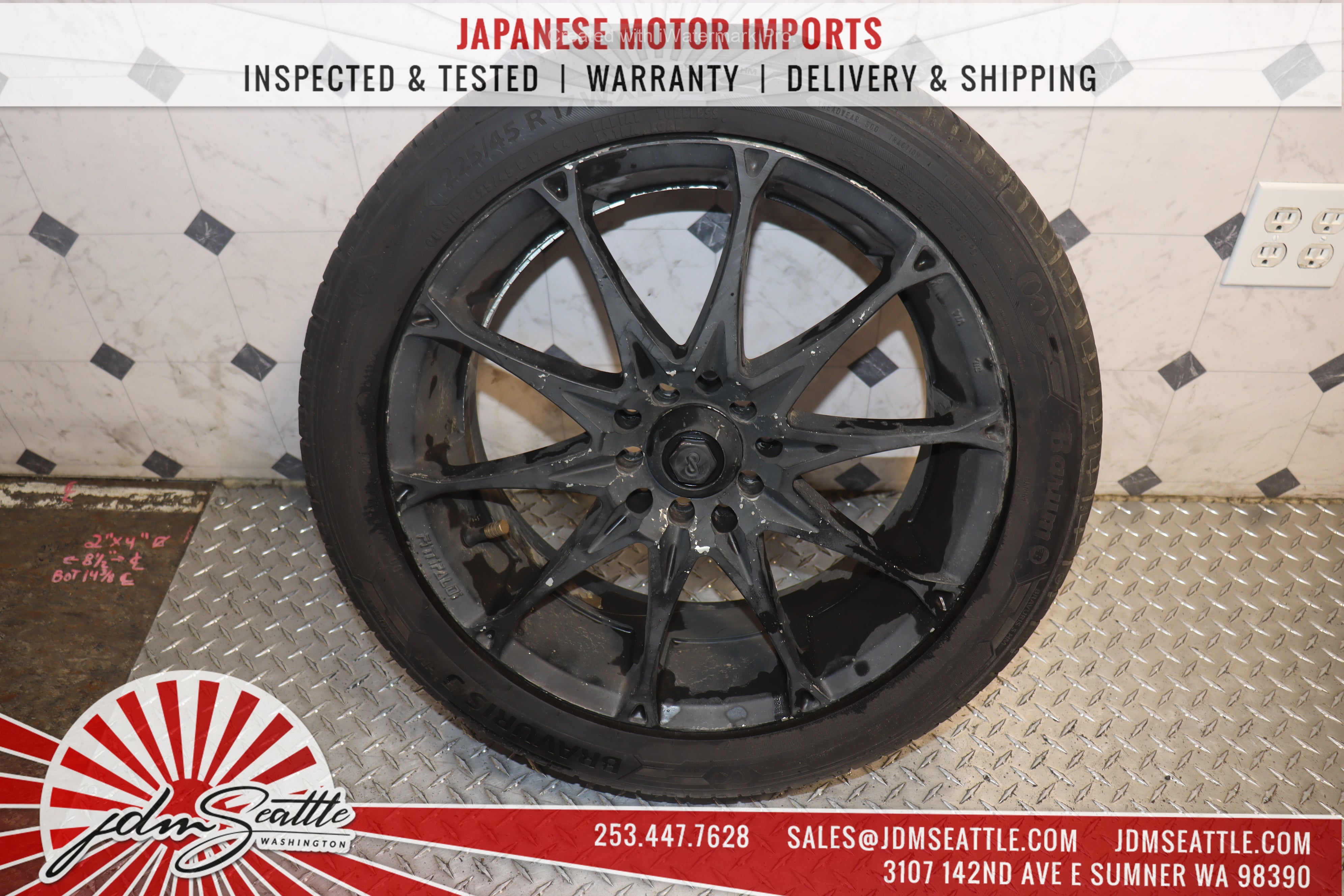 ENKEI FITTIPALDI FLAME JDM Alloy Wheels - Set of 4 Universal 17x7 +40 Offset Rims with 225/45R17 Tires - Perfect for Honda Civic, Toyota Corolla & Subaru Impreza - Upgrade Your Car's Performance & Style