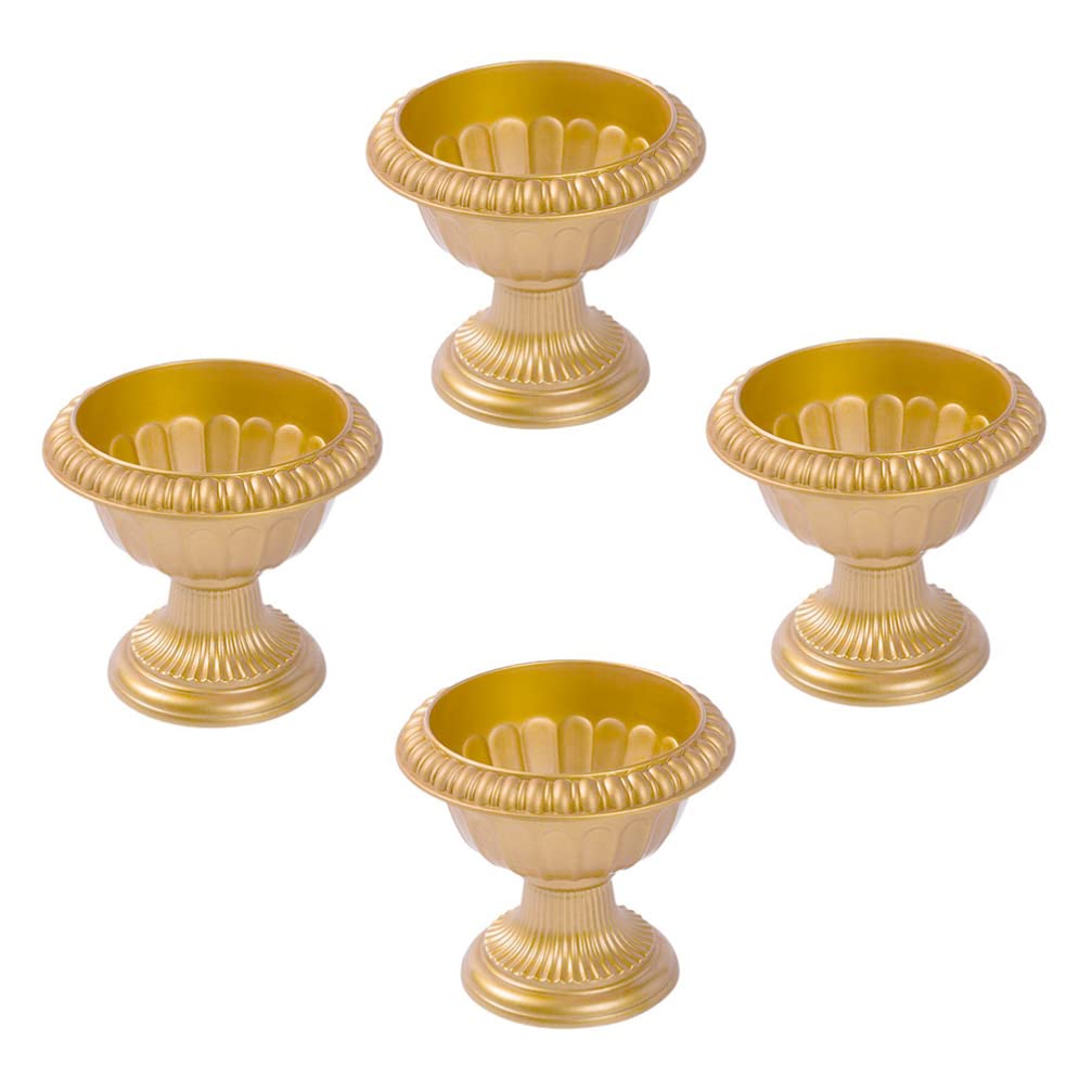 Milisten 4-Piece Vintage European Style Plastic Urn Planters - Wedding Table Centerpiece, Roman Pillar Flower Pots for Indoor/Outdoor Home & Garden Decor, Candle Holders - Perfect for Weddings, Parties & Tabletop Displays