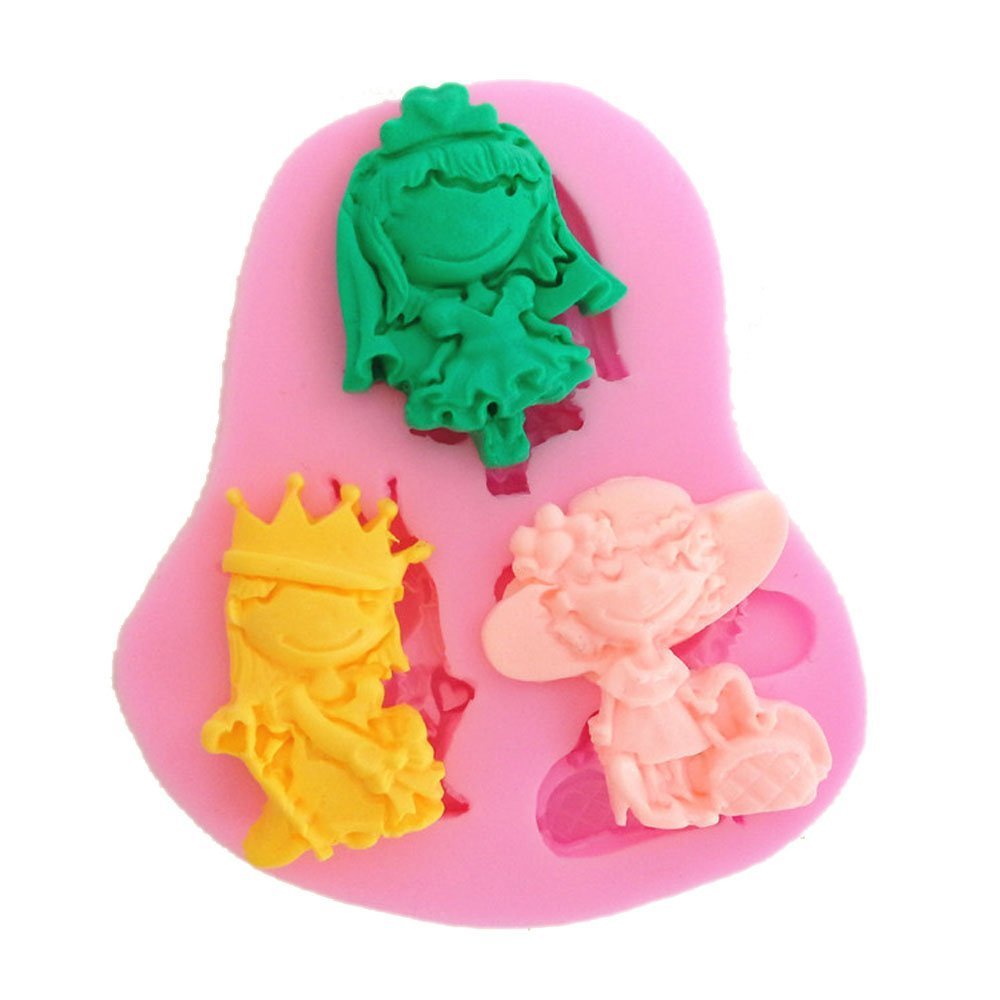 3 Cavity Mini Princess Silicone Molds for Chocolate, Fondant, Candy - Perfect for Cake Decorating, Cupcake Toppers & DIY Desserts